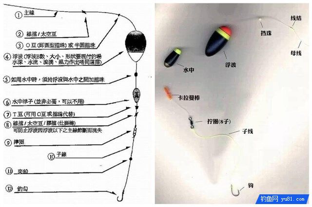 手竿、海竿、矶钓竿图解线组搭配